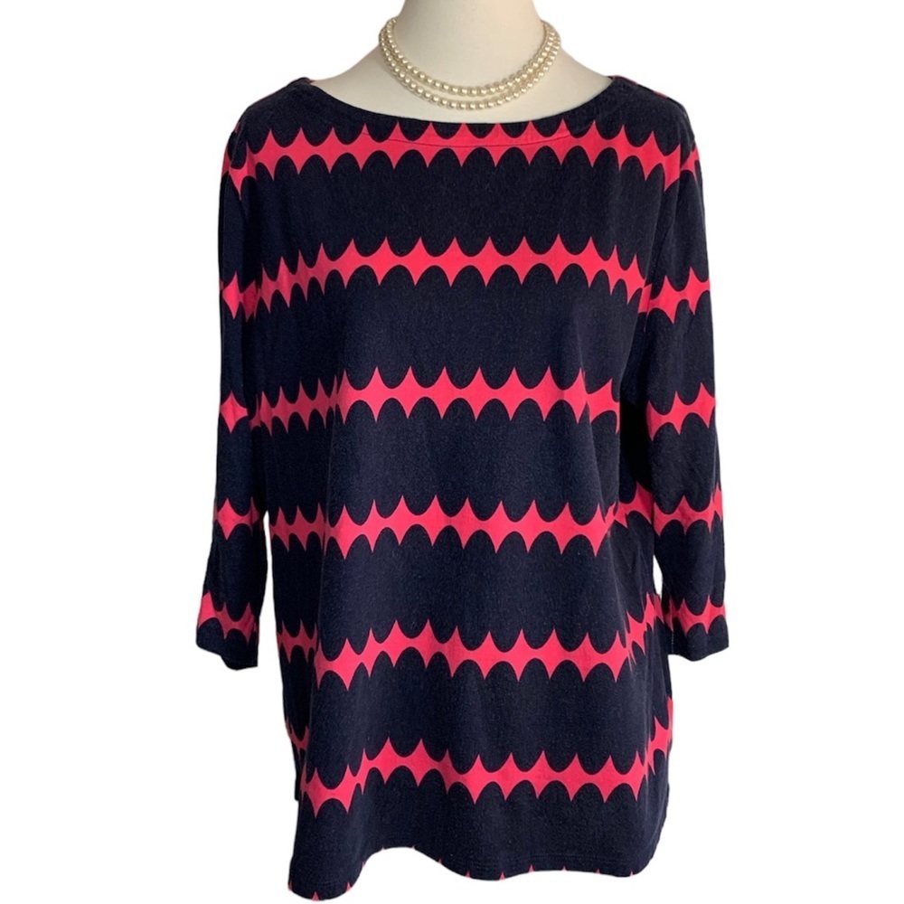 Talbots Pink & Navy Lava Lamp Design w/ Buttons Down Back, 100% Cotton, [Sz 2X]